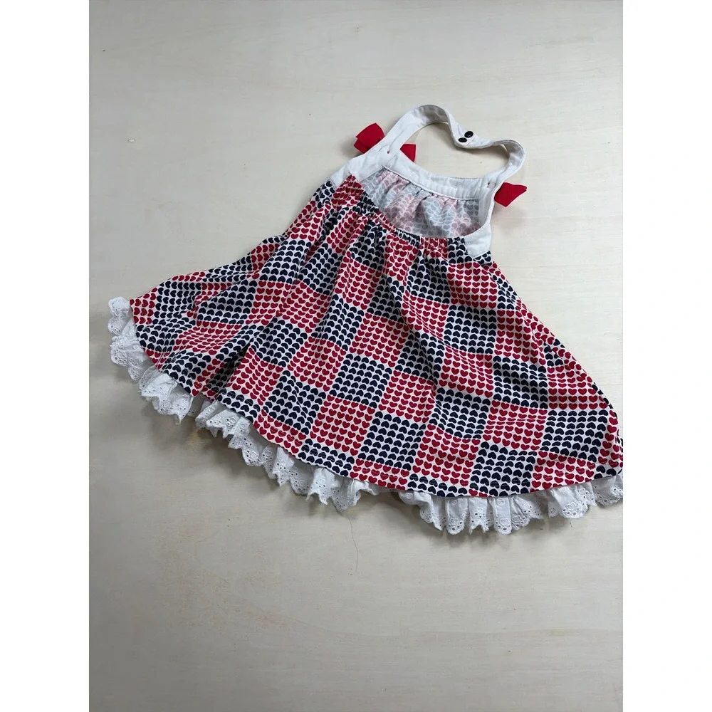 Maggie & Zoe Toddler‎ Girls Heart Checkered Halter Dress Red Navy White 24M